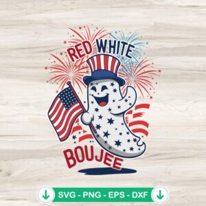 Ghost Red White And Boujee SVG file for USA flag theme