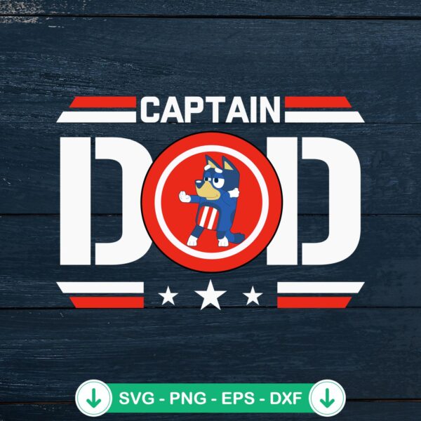 Bluey Captain Dad Retro SVG file for Cricut cutting machine