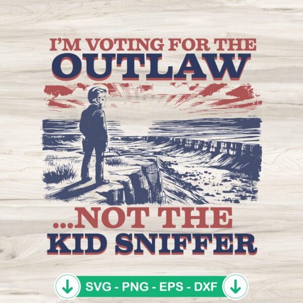 Retro I'm Voting For The Outlaw SVG file for Cricut