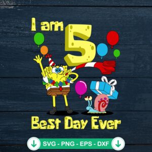 SpongeBob SquarePants I Am 5 svg file, cricut cut file