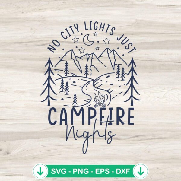 Retro No City Lights SVG file for camping - cricut cut file
