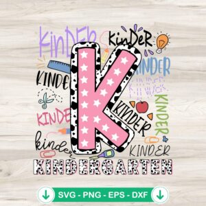 Groovy Kindergarten Doodle SVG file for back to school 2024