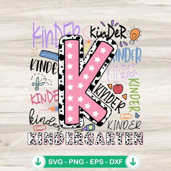 Groovy Kindergarten Doodle SVG file for back to school 2024