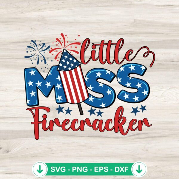 Little Miss Firecracker USA Flag svg file for cricut cutting