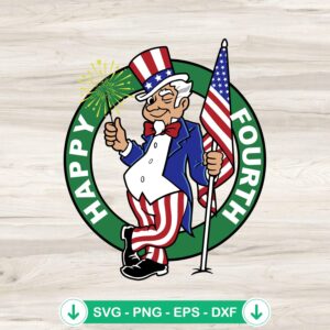 Happy Fourth Uncle Sam Circle Logo SVG file for cutting machine