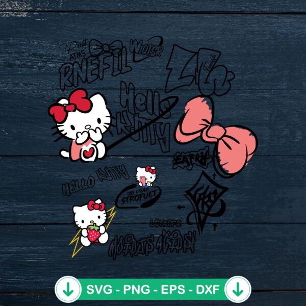 Hello Kitty Kawaii SVG file for cricut cutting machine