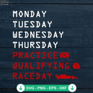 Monday Tuesday Wednesday Thursday SVG file for Cricut cutting