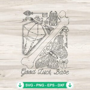 Vintage Good Luck Babe Doodles SVG file for Cricut cutting machines