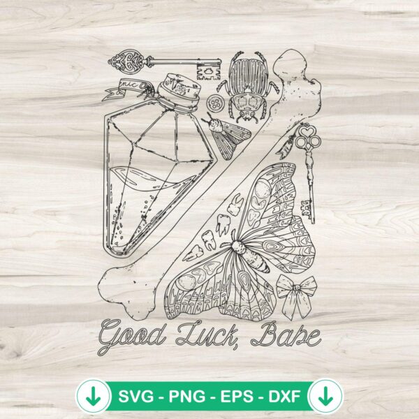 Vintage Good Luck Babe Doodles SVG file for Cricut cutting machines
