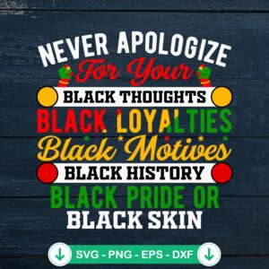 Never Apologize For Your Black Thoughts SVG file - cricut svg cutting file