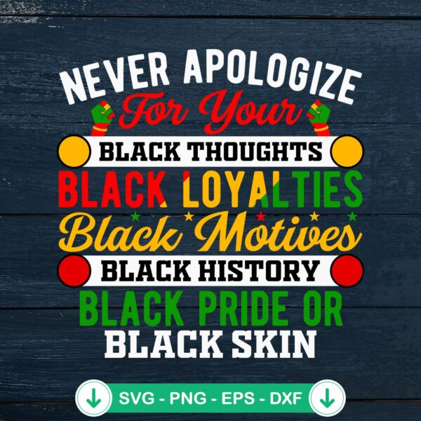 Never Apologize For Your Black Thoughts SVG file - cricut svg cutting file