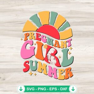 Pregnant Girl Summer Retro SVG file for Cricut and cutting machines