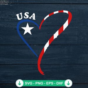 USA Heart American Flag SVG file for Cricut cutting machine