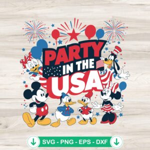 Mickey And Friends Party In The USA SVG file for Cricut cutting