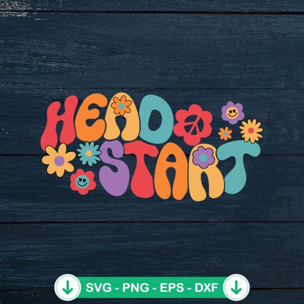 Groovy Head Start Cute Flowers SVG file for Cricut cutting machine