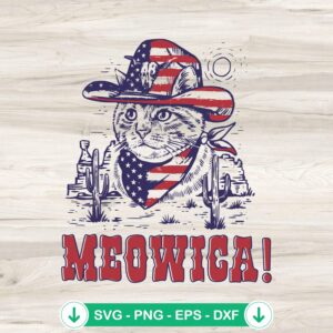 Meowica Patriotic Cowboy Cat svg file for cricut svg cutting file