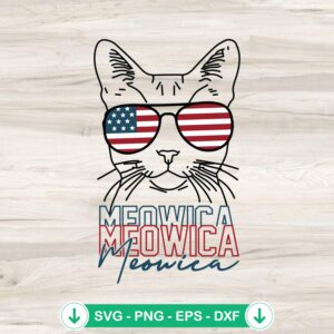 Meowica Cat USA Flag svg file - cricut svg cutting file