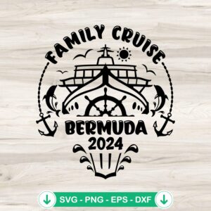 Family Cruise Bermuda 2024 Retro SVG file for Cricut