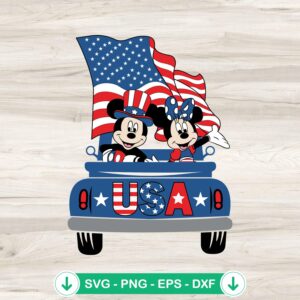 Disney Mickey Minnie USA svg file for 4th of July cutting file