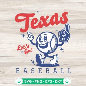 Retro MLB Let's Go Texas Baseball SVG file for DIY crafts