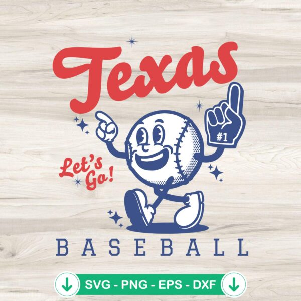 Retro MLB Let's Go Texas Baseball SVG file for DIY crafts