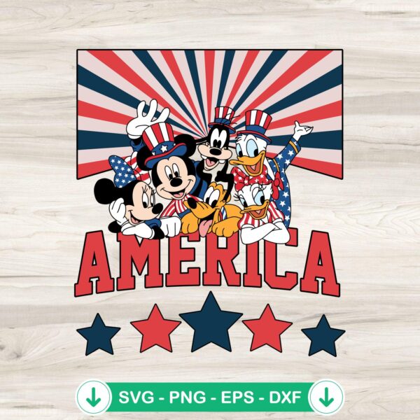 Retro America Disney Friends SVG file for cutting machines