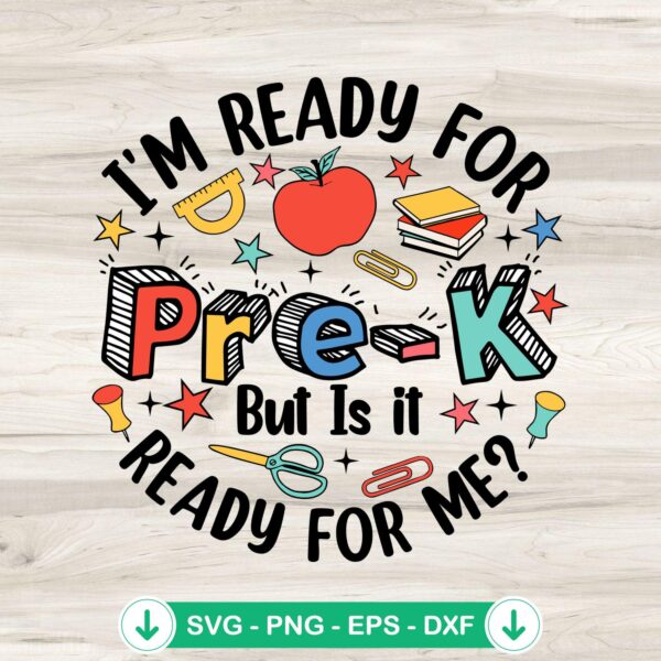 Retro I'm Ready For Pre-K svg file, cricut svg cut file