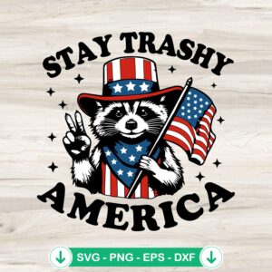 Raccoon Stay Trashy America SVG file for cutting machines