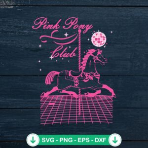 Pink Pony Club Groovy svg file for birthday cowgirl theme