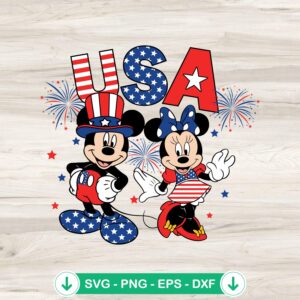 USA Mickey Minnie Mouse SVG file for Cricut cutting machine