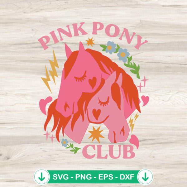 Pink Pony Club Floral Horse SVG file for Cricut cutting machine