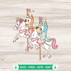 Bluey Bingo Carousel Ride SVG file for Cricut and cutting projects