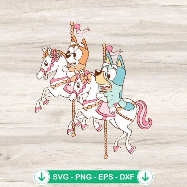 Bluey Bingo Carousel Ride SVG file for Cricut and cutting projects