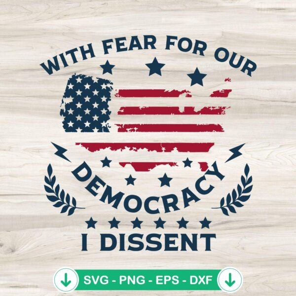 US Flag With Fear For Our Democracy svg file cutting file