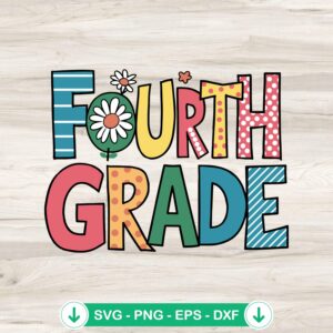 Retro Fourth Grade svg file for Cricut cutting machine