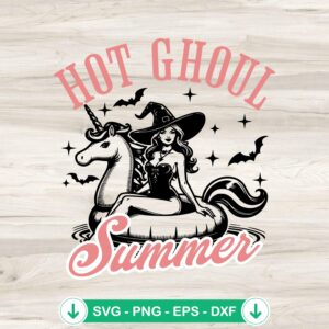 Hot Ghoul Summer Retro Witch SVG file for cricut and cutting machine