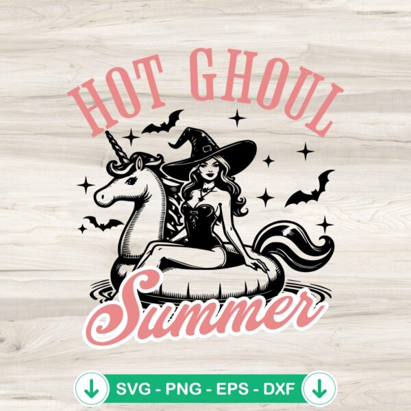 Hot Ghoul Summer Retro Witch SVG file for cricut and cutting machine