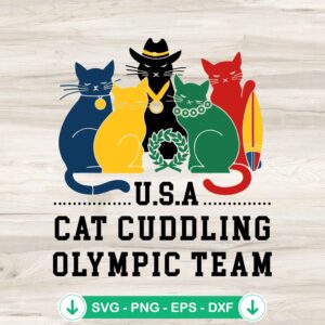 Funny USA Cat Cuddling Olympic Team SVG file for Cricut