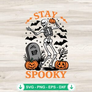 Skeleton Stay Spooky Pumpkin SVG file for Cricut cutting machine