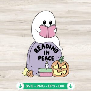 Cute Ghost Reading In Peace SVG file for cricut cutting file