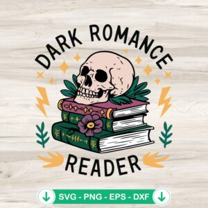 Dark Romance Reader SVG file for Halloween Skull Book Club