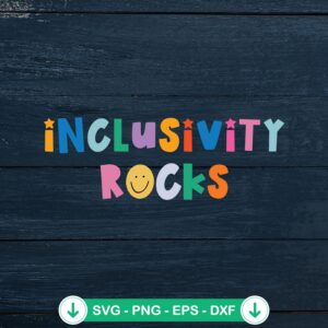 Inclusivity Rocks Teacher Retro SVG file for back to school