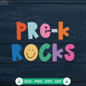 Pre-K Rocks Teacher retro SVG file, cutting file for Cricut
