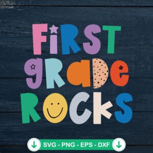 First Grade Rocks Teacher Retro SVG file for Cricut