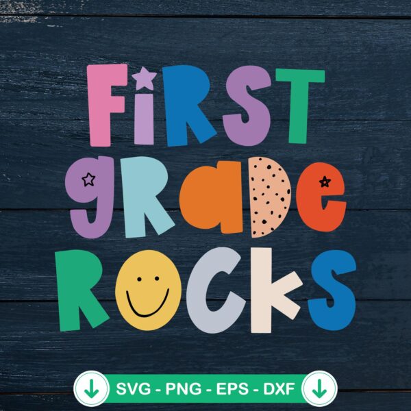 First Grade Rocks Teacher Retro SVG file for Cricut