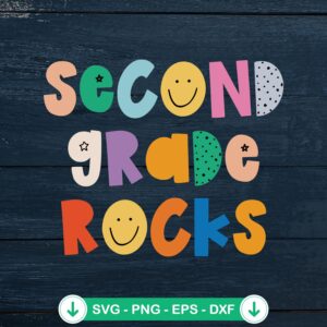 Second Grade Rocks Teacher Retro SVG file for cricut cutting machine