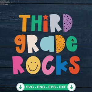 Third Grade Rocks Teacher Retro SVG file for Cricut cutting