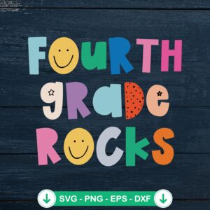 Fourth Grade Rocks Teacher Retro SVG file for cricut