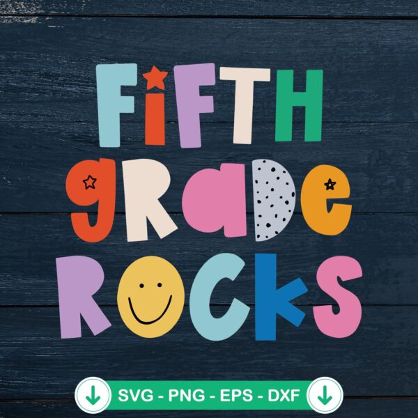 Fifth Grade Rocks Teacher Retro SVG file for Cricut cutting machine