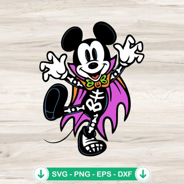 Disney Mickey Mouse Skeleton SVG file for Halloween crafts